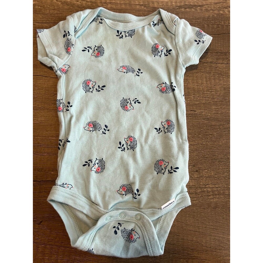 Gerber Baby Girl Blue Hedgehog Short Sleeve Onesie